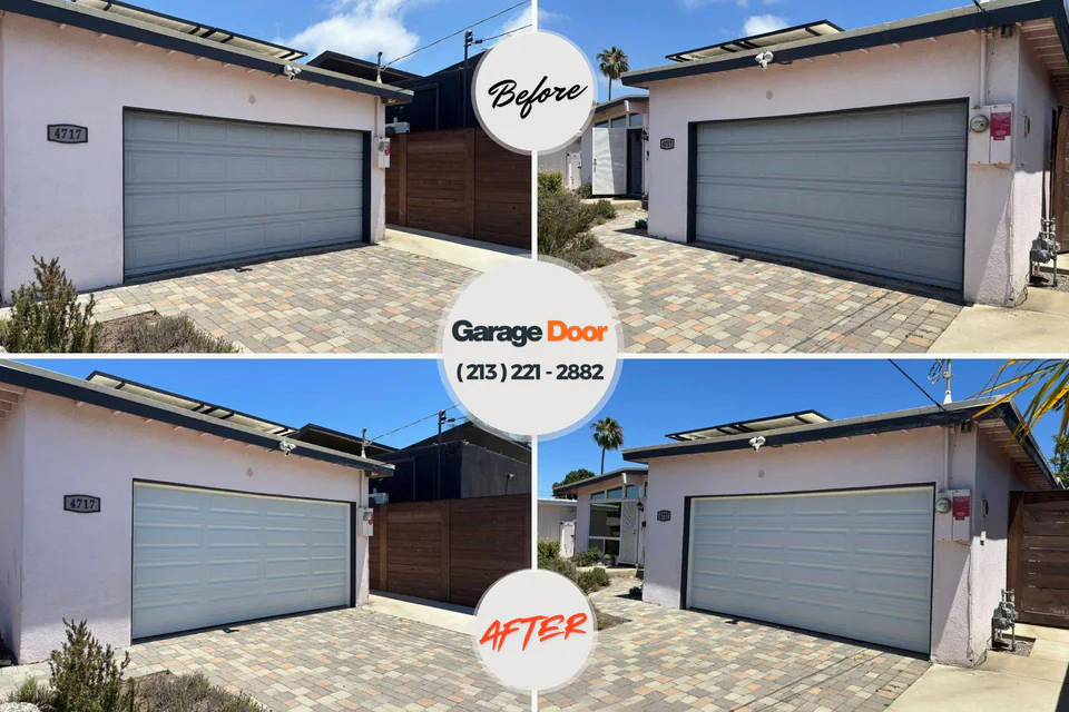 Before and after: garage door repair Bellingham, WA